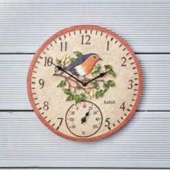 Smart Garden Robin Wall Clock & Thermometer