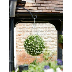 Smart Garden White Rose Ball - 30cm -Ketler Outdoors Shop 5040042 topiary white rose ball day insitu 34242.1662991344