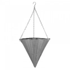 14'' Slate Faux Rattan Hanging Cone