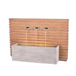 Kaemingk Rectangular Rib Fountain With Wooden Look Water Feature