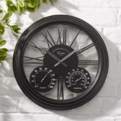 Exeter Wall Clock And Thermometer 15"