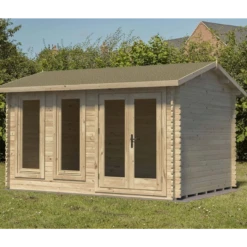 Forest Chiltern 4m X 3m Log Cabin - Apex Roof, Double Glazed 24kg Felt, Plus Underlay