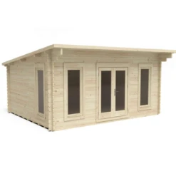 Forest Mendip 5m X 4m Log Cabin - Pent Roof, Double Glazed, 24kg Polyester Felt, No Underlay