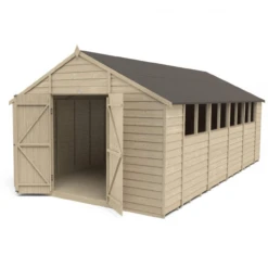Forest Overlap Pressure Treated 10x20 Apex Shed - Double Door