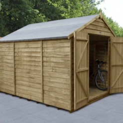 Forest Overlap Pressure Treated 12x8 Apex Shed - Double Door