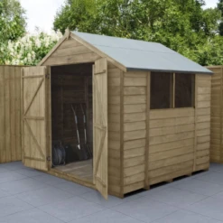 Forest Overlap Pressure Treated 7x7 Apex Shed - Double Door