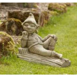 Border Stoneware Pixie On Log