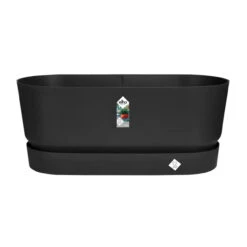 Elho® Greenville Terrace Trough 80cm Wheels Living Black